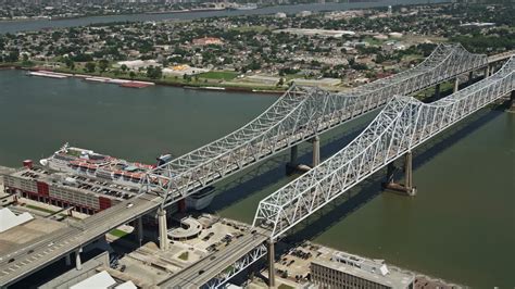 5k Stock Footage Aerial Video Of Crescent City Connection Bridge