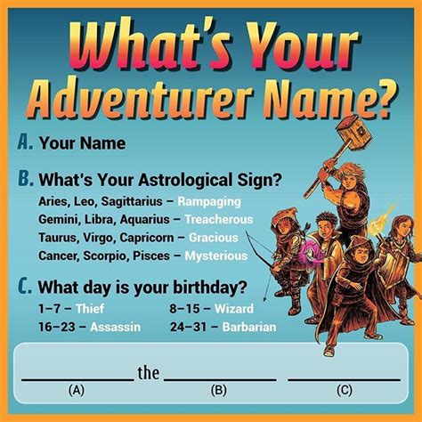 Whats Your Adventurer Name Games Name Generators And More Wait At