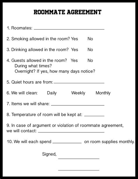 40 Free Roommate Agreement Templates Forms Word Pdf Artofit