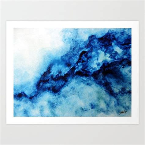 Blue Watercolor Abstract Contemporary Art Watercolor Painting