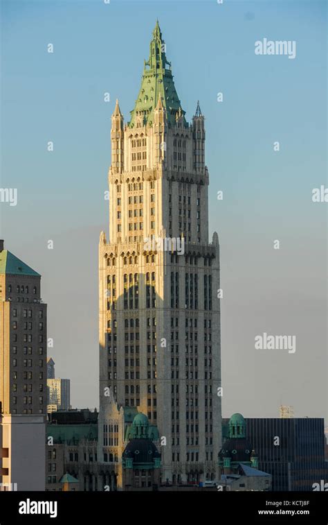 Aerial View Of The Woolworth Building In Downtown Manhattan New York