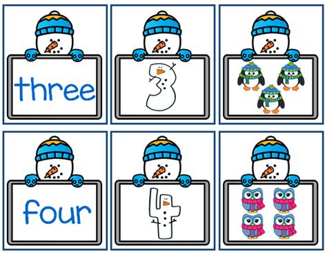 Winter Themed Flash Cards Match Numbers 0 To 10 Made By Teachers