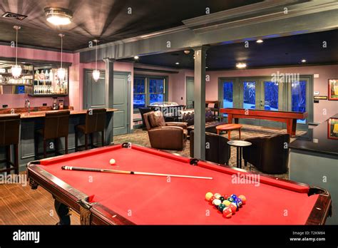 Recreation Room Finished Basement With Bar Pool Table And Game Room