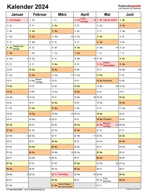 Kalender 2024 Excel