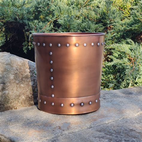 Unique Medium Riveted Copper Planter Set Of 2 For Outdoor Or Etsy