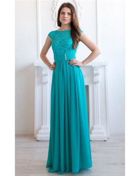 Turquoise Bridesmaid Dress Long Turquoise Lace Dress Turquoise Blue