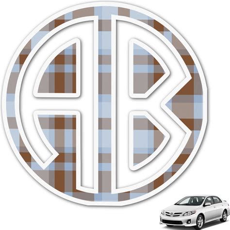 Custom Two Color Plaid Monogram Car Decal Personalized Youcustomizeit