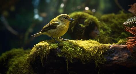 Premium Ai Image A Bird Sits On A Moss Covered Log In The Forest