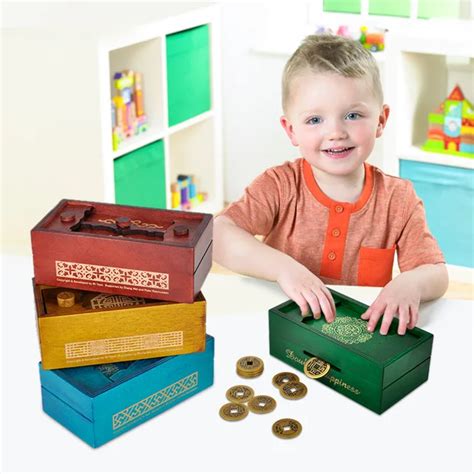 Wooden Puzzle Box Secret Trick Intelligence Compartment Magic Money