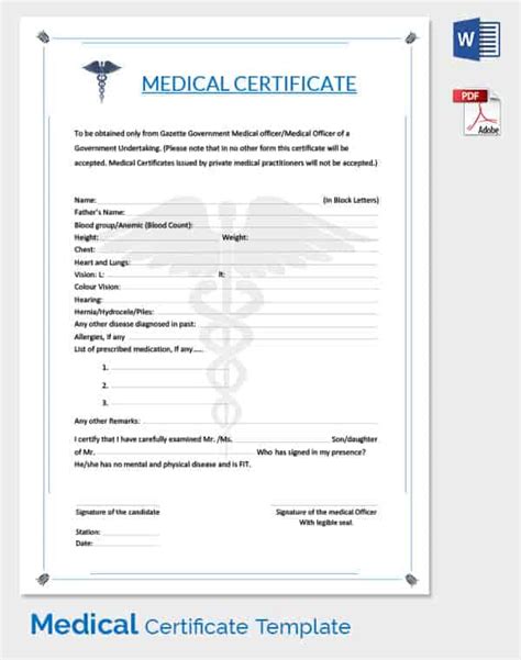 Medical Certificate Template 33 Free Word Pdf Documents Download