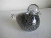 FM Ronneby Sweden Grey Feathered Glass Bird Duck Signed | eBay