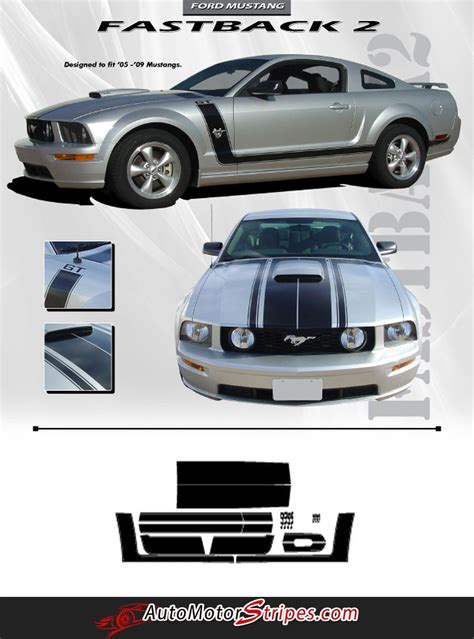 2005 2009 Ford Mustang Fastback 2 Side And Hood 302 Boss Style Vinyl