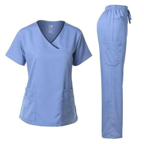 Dagacci Dagacci Medical Uniform Womens Scrub Set Stretch Contrast