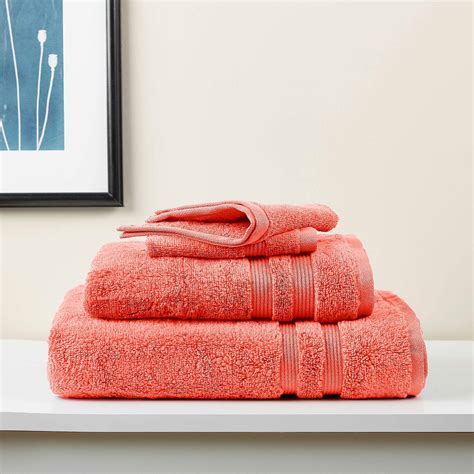 Mainstays Performance Solid 6 Piece Bath Towel Set Coral Fire