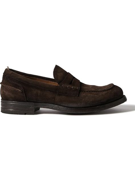 Officine Creative Balance Suede Penny Loafers Brown Officine Creative