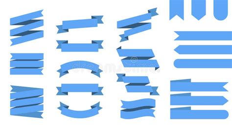 Vector Set Of Blue Ribbon Banners Isolated On White Background Stock