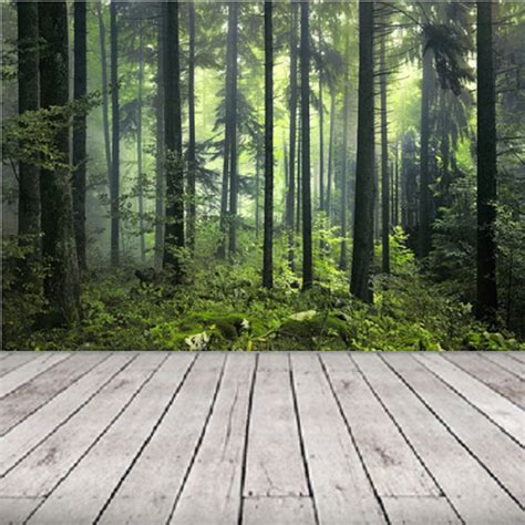 Dark Green Misty Forest Wall Mural Wallpaper Peel And