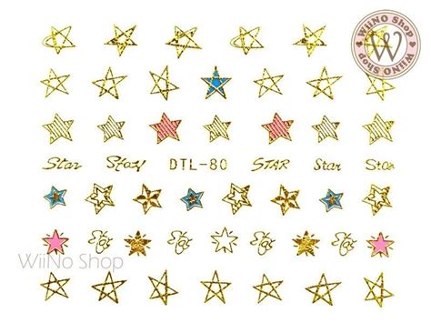 Gold Star Nail Art Sticker 1 Pc Dtl 80g Wiino Shop Star Nail