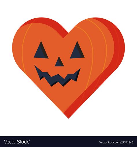 Halloween Pumpkin With Face And Heart Shape Vector Image