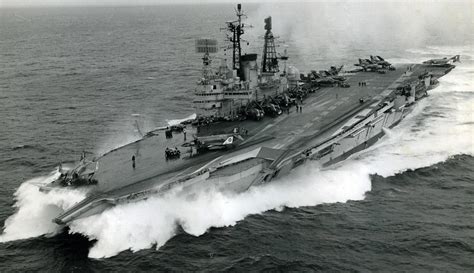 Audacious Class Aircraft Carrier Hms Ark Royal R09 Taking On The Waves