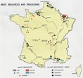 Carte des ressources minérales de la France.
