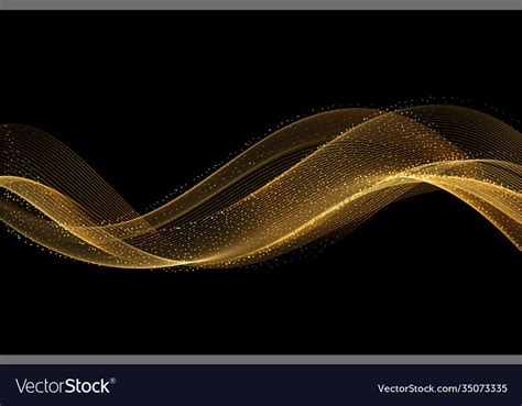 Abstract Shiny Golden Wavy Design Element Flow Vector Image
