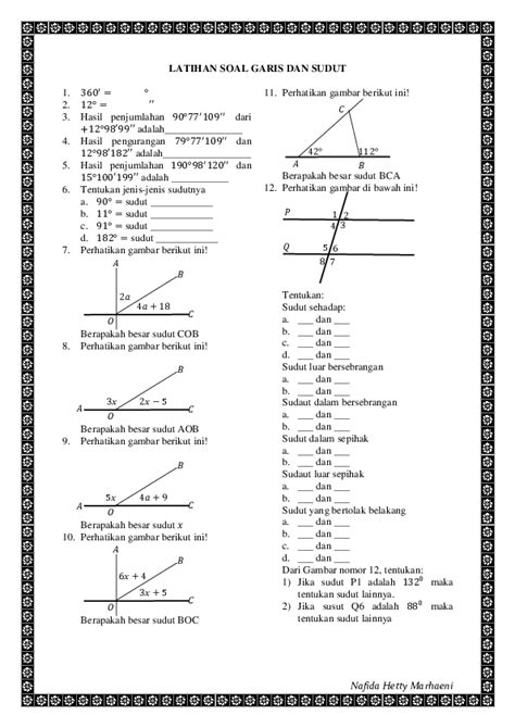 Pdf Latihan Soal Garis Dan Sudut Smp Kelas 7 Nafida Hetty Marhaeni