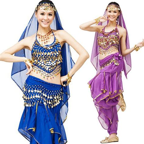 4pcs Set Performance Woman Belly Dance Costume Bollywood Gypsy Costumes Women Belly