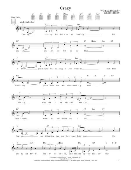 Crazy From The Daily Ukulele Arr Liz And Jim Beloff By Patsy Cline Digital Sheet Music