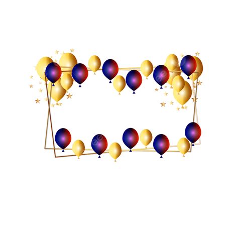 Gambar Bingkai Perayaan Gradien Emas Dengan Pita Dan Balon Merayakan