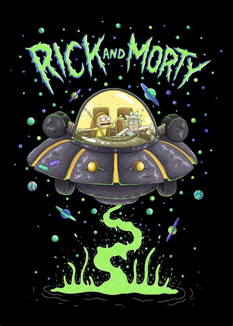 Spaceship Poster Picture Metal Print Paint By Rick And Morty