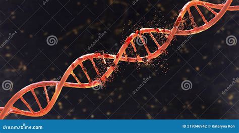 DNA Damage D Illustration Concept Of Disease Genetic Disorder Or Genetic Engineering Stock