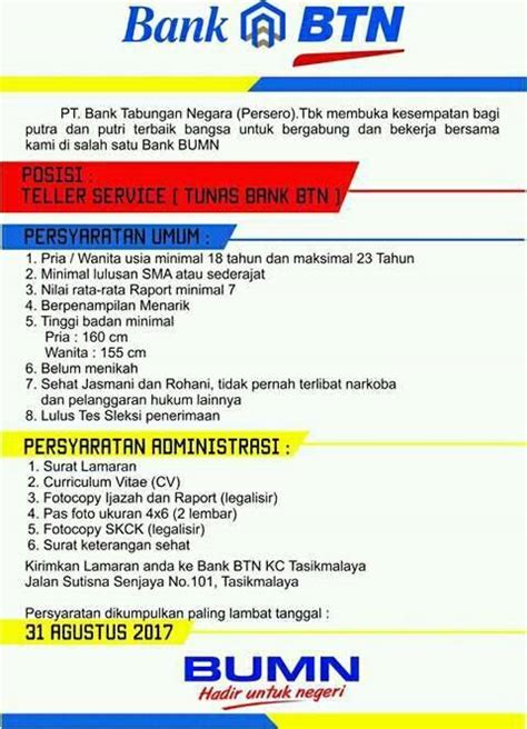 Lowongan kerja pbrek pempes pergudangan maspion : Loker Bank BTN Tasikmalaya Tahun 2017 untuk Lulusan SMA/SMK - Lowongan Kerja Bandung Jawa Barat 2019