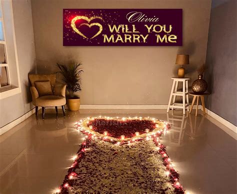 Will You Marry Me Banner Printable Unique Personalized Engagement Decor
