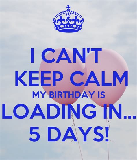 I Cant Keep Calm My Birthday Is Loading In 5 Days Poster