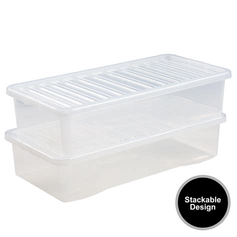 Wham Crystal Clear Plastic Storage Box Secure Clip On Lid Under Bed Space Save Ebay