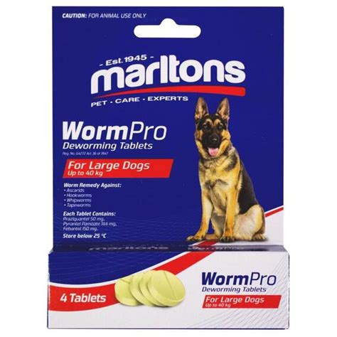 Marltons Wormpro Large Dogs 31 40kg4 Tabs Game