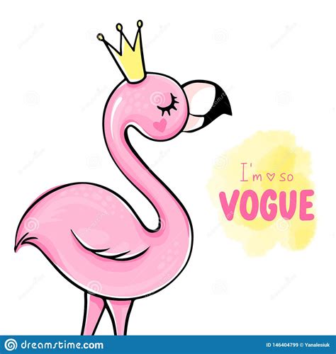 Vecto Cute Pink Flamingo Funny Illustration With
