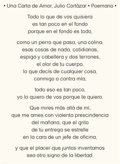 Una Carta De Amor Julio Cortázar Poema Original En Análisis