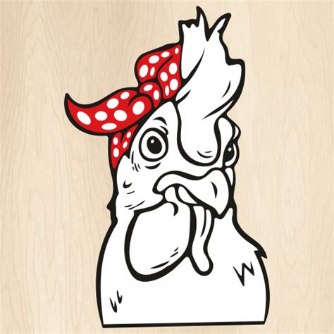 Chicken With Bandana Svg Rooster Silhouette Dxf Peeking Svg For