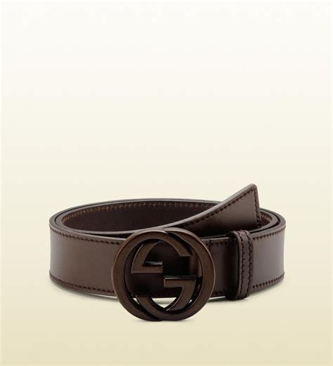 Lyst Gucci Belt With Leather Interlocking G Buckle In Brown For Men