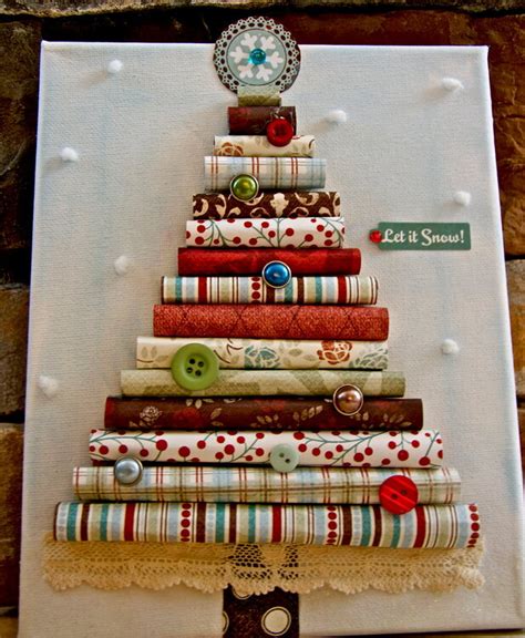Rolled Paper Christmas Tree On Canvas Project Idea