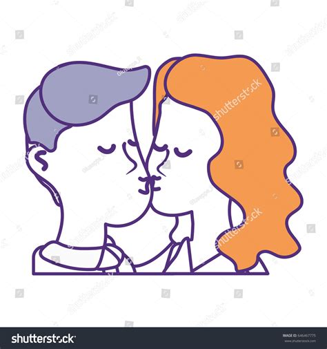 Cute Couple Kissing Romantic Scene Stock Vector Royalty Free