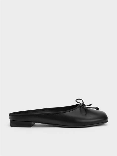 Black Bow Slip On Flats Charles And Keith Us