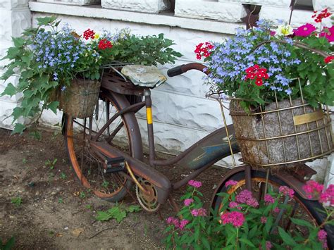 Old Bike In Front 2013~ Garden Whimsy Upcycle Garden Landscape Projects