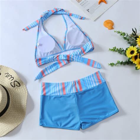 gubotare bikinis for women women bikini set solid color triangle two piece swimsuit sky blue xl