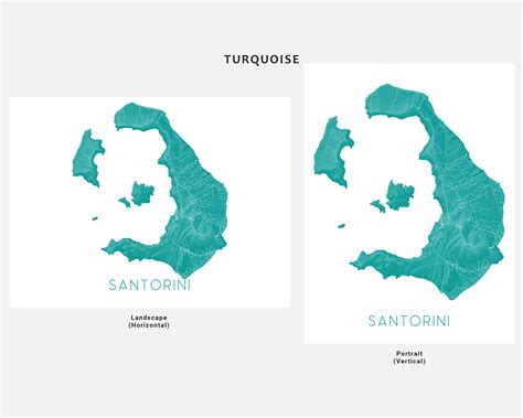 Santorini Island Map Wall Art Print 3D Topographic Greek Island Maps