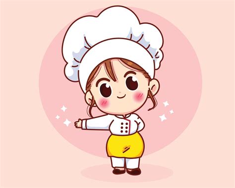 Cute Chef Girl Smiling In Uniform Welcoming And Inviting His Guests