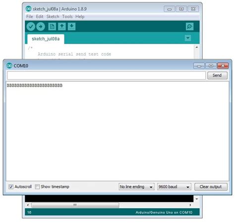 Arduino Serial Communication Port Test Example With Write And Begin