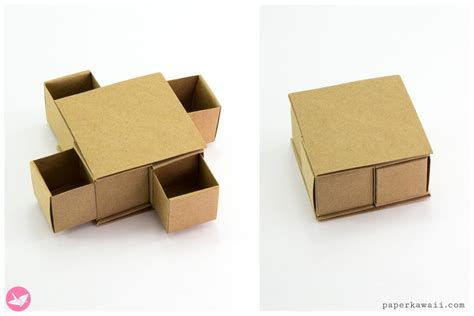Origami Secret Drawer Tower Diagram Cardboard Box Crafts Origami